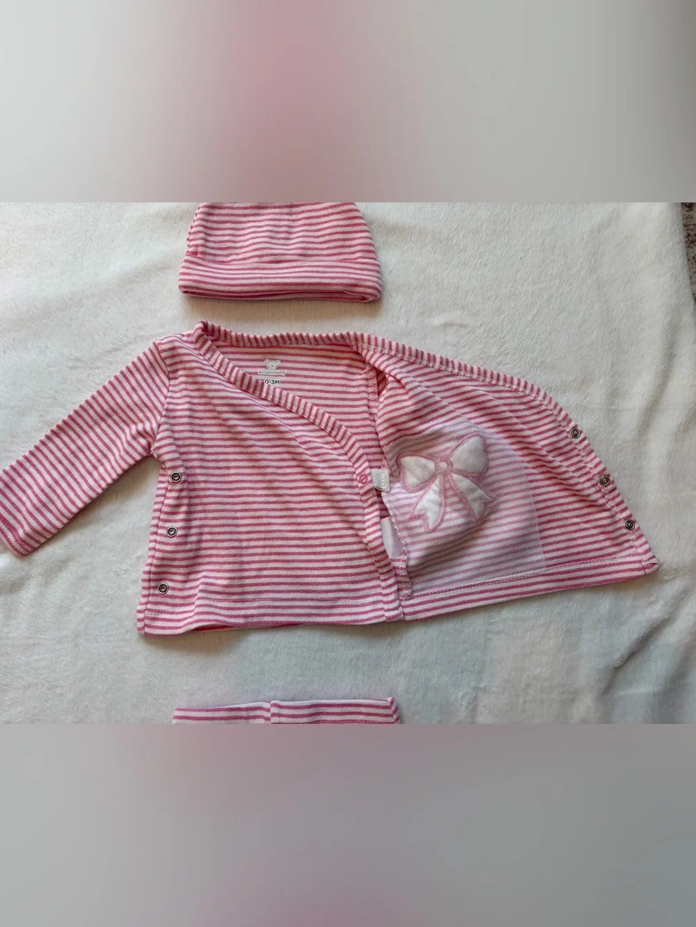 Koalababy Pink and White Striped Pajama Set with beanie